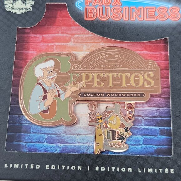 New! Disneyland 2024 Geppetto's Woodworks Faux Business Disney Boxed Pin LE 1500 - Picture 1 of 3